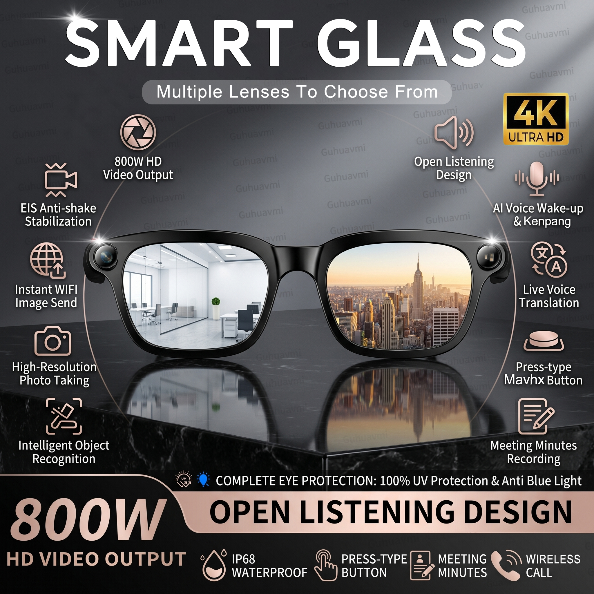 Audio Music To Video - New Smart AI Glasses with 800W