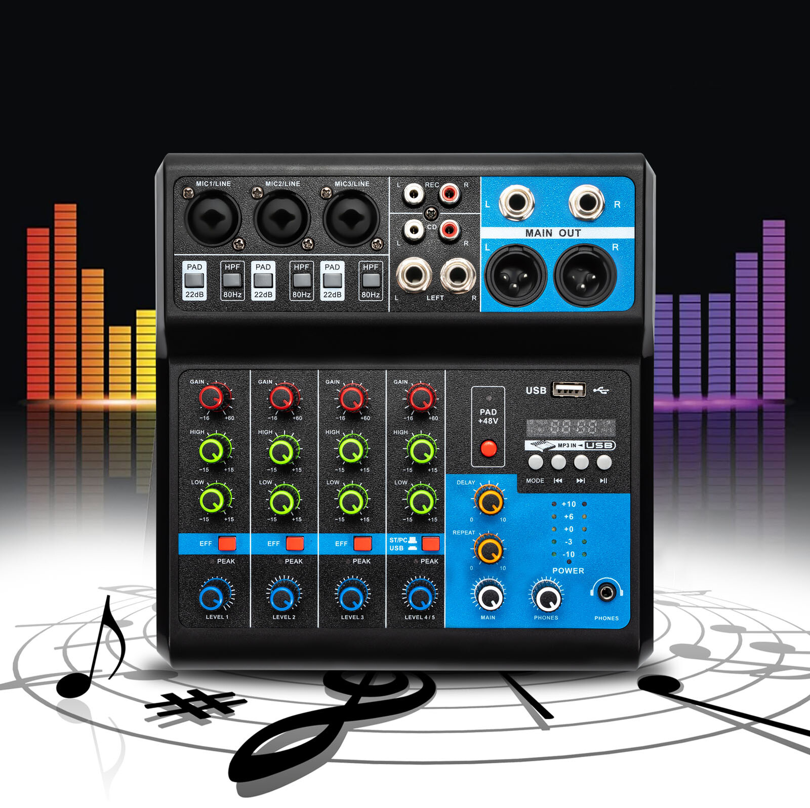5-Channel Mixing Console Live  - Audio To Music ulasan dan harga