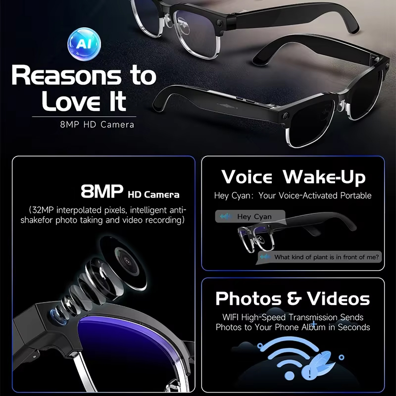 Smart Camera Glasses Photo and - Audio Music To Video ulasan dan harga