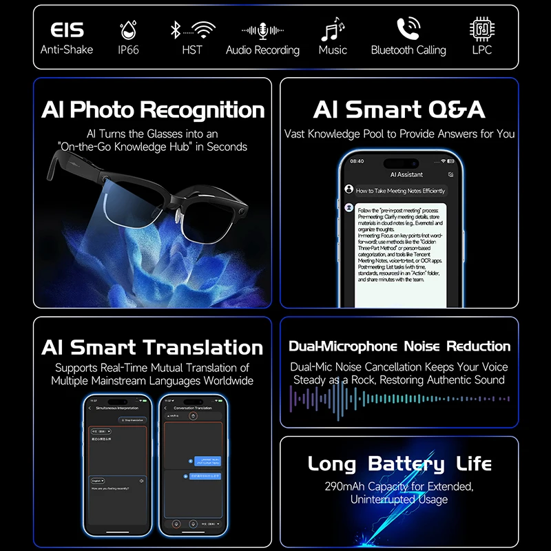 Smart Camera Glasses Photo and - Audio Music To Video ulasan dan harga