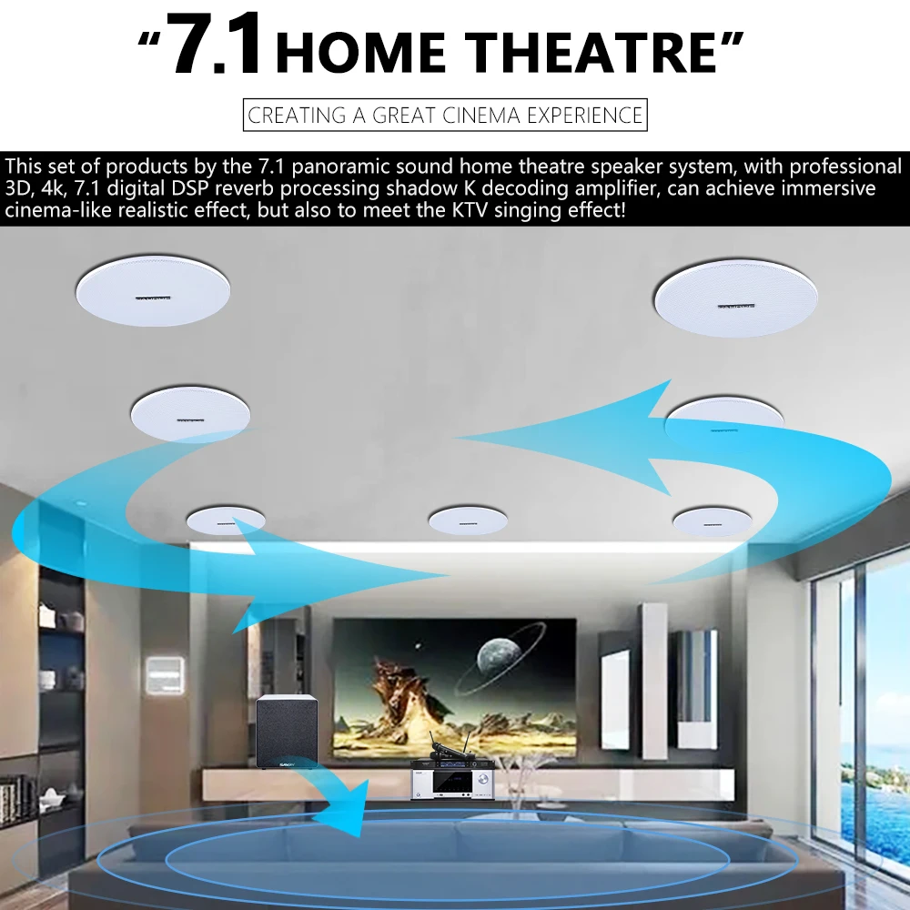 7.1 Home Theater Ceiling Speak - Audio Music Background ulasan dan harga