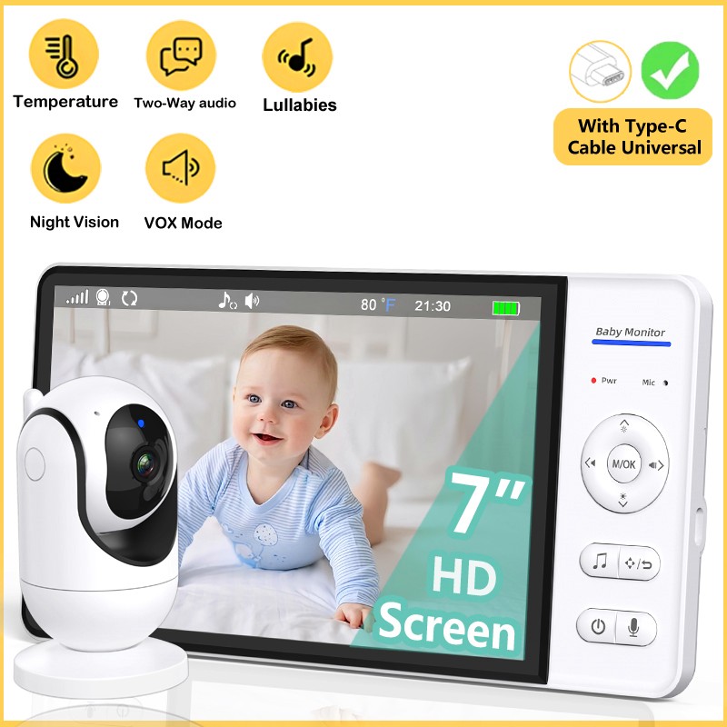 No WiFi 7 Inch Baby Monitor 2- - Audio Music To Video ulasan dan harga