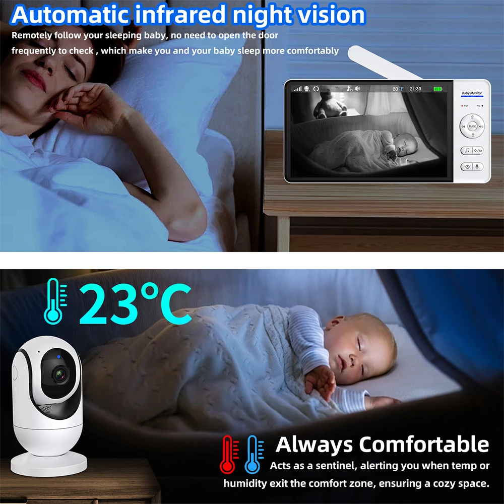 No WiFi 7 Inch Baby Monitor 2- - Audio Music To Video ulasan dan harga