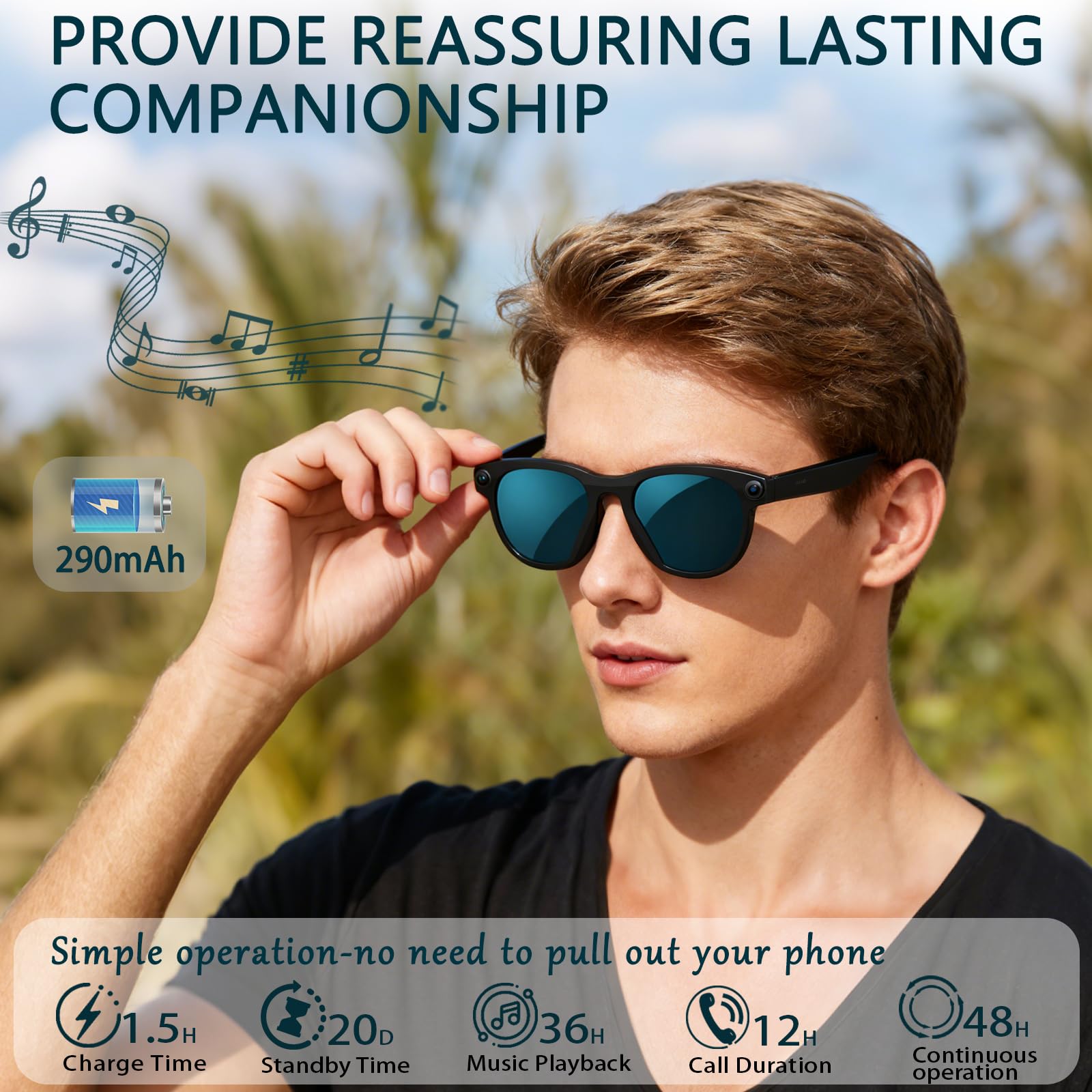 Black Smart Ai Glasses for Men - Audio Music To Video ulasan dan harga