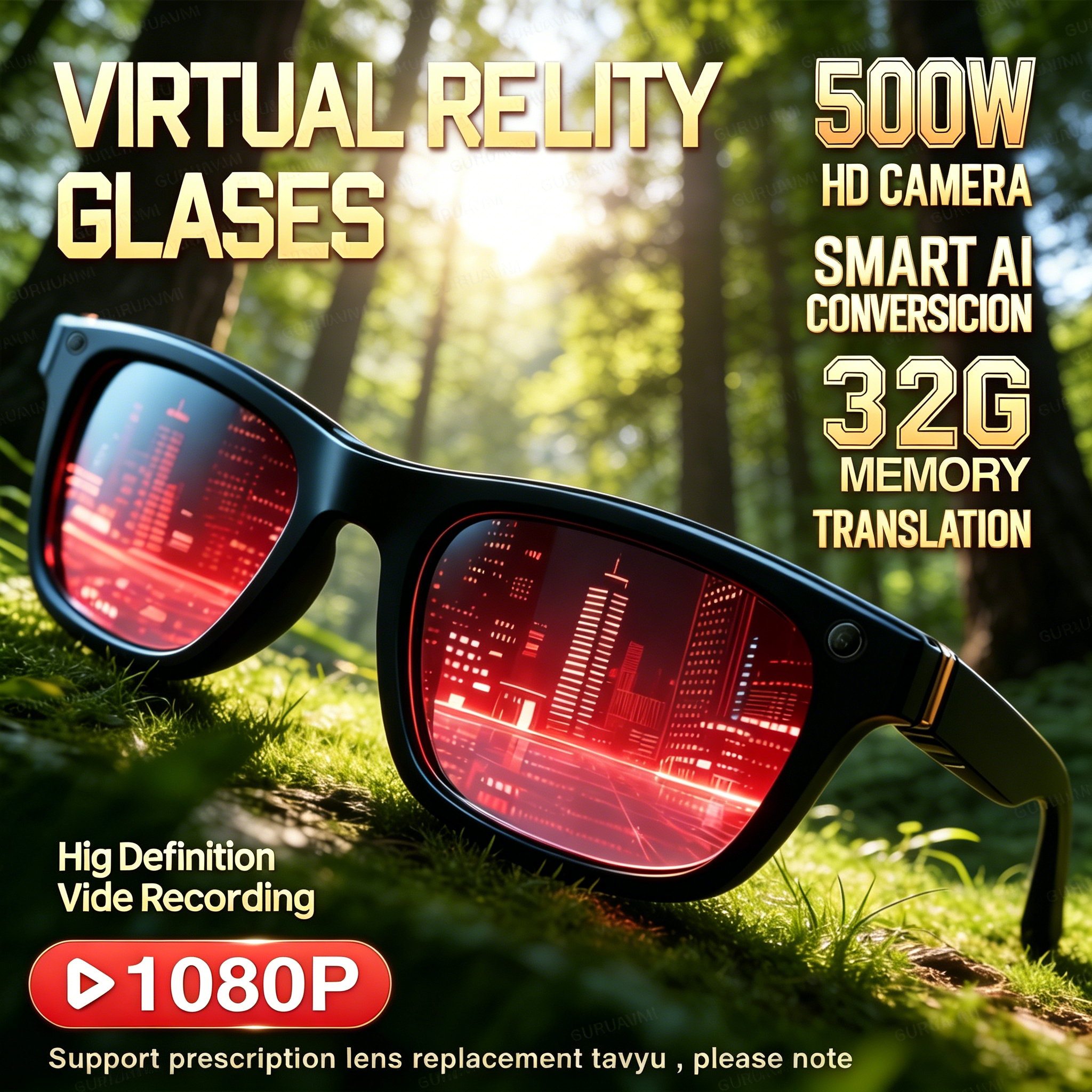 2026 New AI Smart Glasses with - Audio Music To Video ulasan dan harga